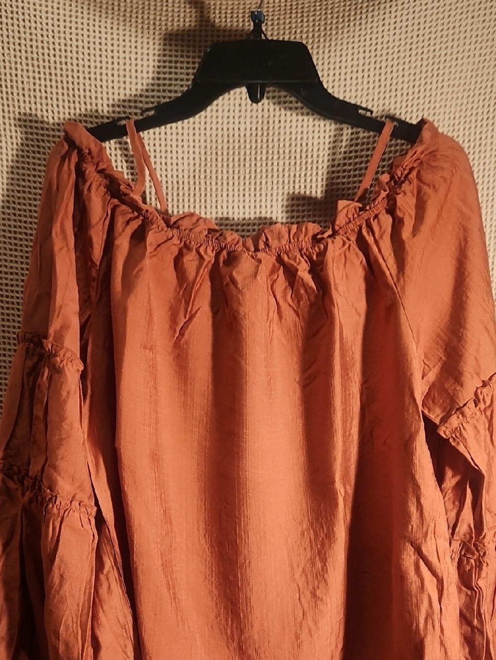 SHEIN Rust Orange Off-Shoulder Peasant Tunic